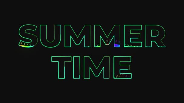Dance Party 80S Style Summer Time Text Animation Glowing Neon — ストック動画