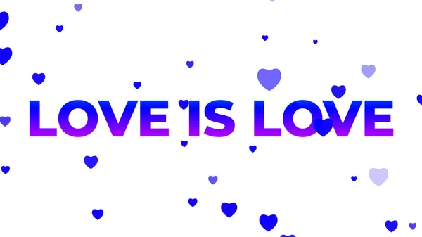 Αγάπη Είναι Κείμενο Αγάπης Καρδιές Λευκό Φόντο Lgbtq Μήνα Υπερηφάνειας — Φωτογραφία Αρχείου