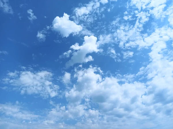 Blue Sky White Clouds Clear Sky Summer Cloudy Landscape Natural — Stock Photo, Image