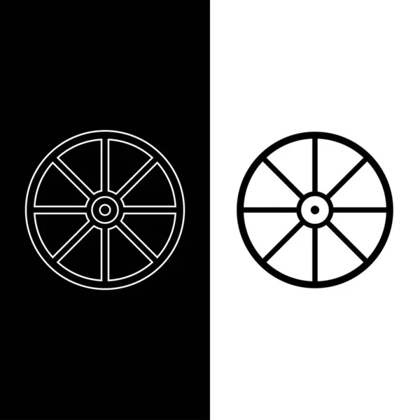 太陽ホイールのアイコン 北欧の太陽のシンボル アミュレット 悪の力からの保護 白のアウトラインを持つ黒で隔離されたアイコン エソテリック魔女 白と黒の背景のベクトルイラスト ストックベクター