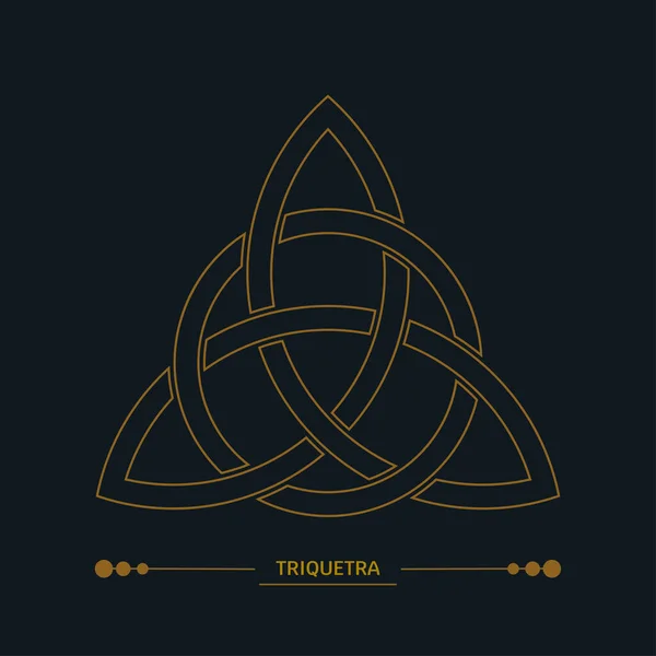 トリケトラセルティック ノット サイン 北欧の保護お守り ラインアート アール デコの色 謎の神聖な幾何学魔術だ 黒を基調としたベクトル黄金のイラスト ロイヤリティフリーのストックイラスト