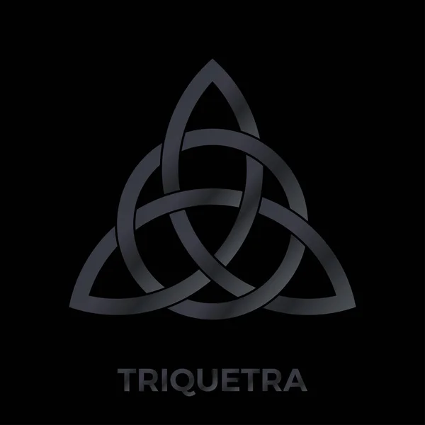 トリケトラサイン セルティックノットロゴ 北欧の保護お守り パガンベクトル 三角形のケルトのシンボル 北欧のタトゥー 濃い灰色のグラデーション色の黒の背景に孤立したイラスト ストックイラスト