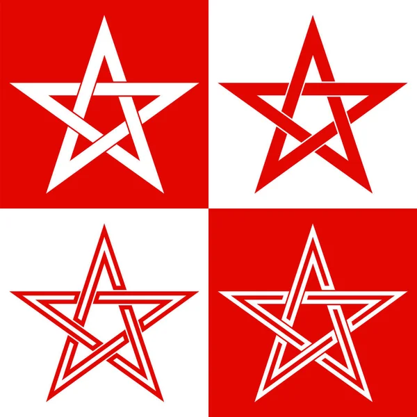 Conjunto Símbolos Pentagrama Estrella Cinco Puntas Amuleto Protector Para Brujas — Vector de stock