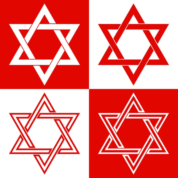 Star David Symbol Set Six Pointed Star Icon Hexagram Sign — Stock Vector