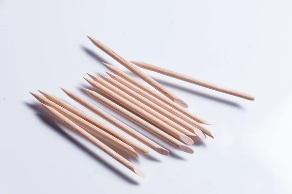 Zestaw Narzędzi Kosmetycznych Manicure Pedicure Białym Tle Manicure Sticks Widok — Zdjęcie stockowe