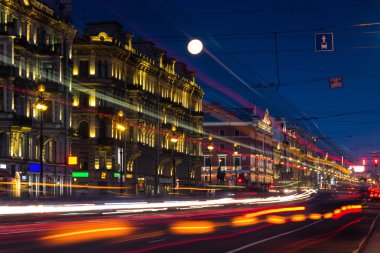 gece Nevskiy Prospekt Sankt-Petersburg, Rusya