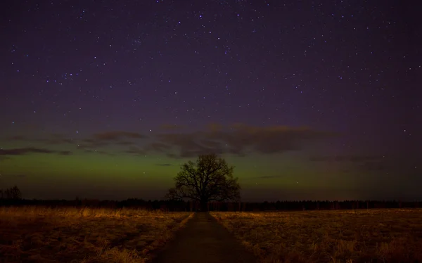 Luces boreales en el lago Ladoga, Rusia — Foto de Stock