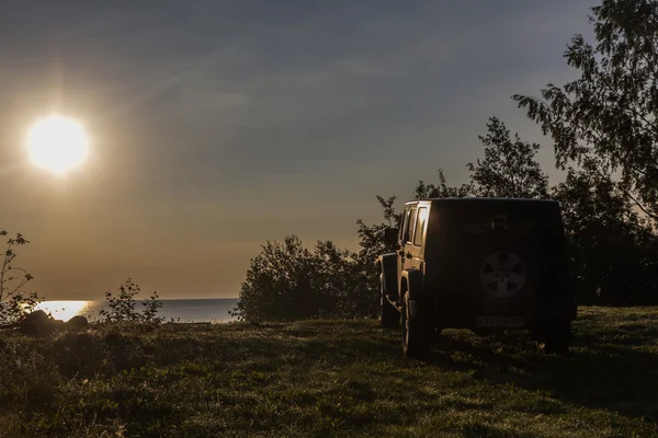 2017 Leningrad Region Rusko Jeep Wrangler Lesní Cesta Leningradské Oblasti — Stock fotografie