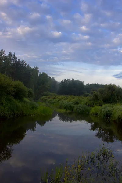 Dawn on the river Luga, Russia — Stock Photo, Image