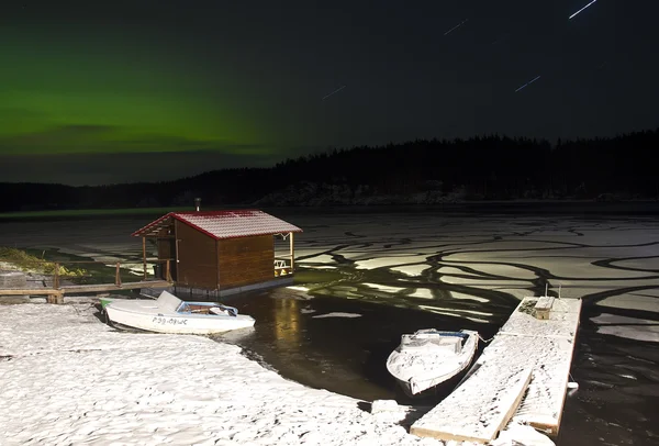 Luces del norte, Karelia, Rusia — Foto de Stock