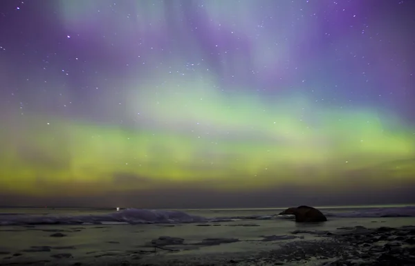 Luci settentrionali, lago Ladoga, Russia — Foto Stock