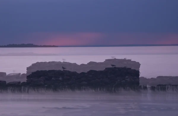 Pôr do sol no Golfo da Finlândia, Rússia — Fotografia de Stock