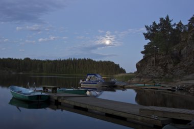 Beyaz gece Ladoga Gölü, Karelya, Rusya Federasyonu