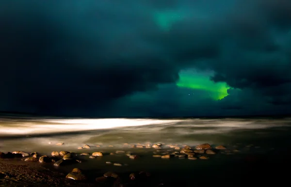 Luces del norte, lago Ladoga, Rusia — Foto de Stock