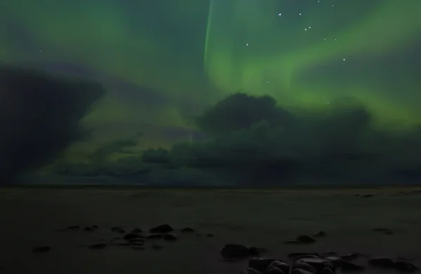 Northern lights, lake Ladoga ,Russia — Stock Photo, Image