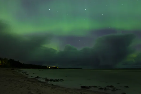 Luci settentrionali, lago Ladoga, Russia — Foto Stock