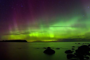 Northern lights 03.11.15 , lake Ladoga, Russia clipart