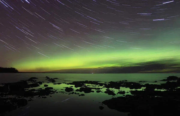Northern lights 03.11.15 , lake Ladoga, Russia — Stock Image Northern lights 03.11.15 , lake Ladoga, Russia Royalty Free Stock Images