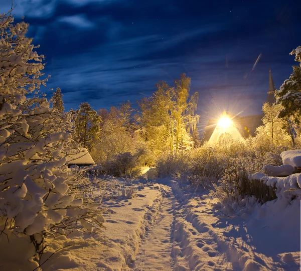 Winter night in Leningrad region — Stock Photo, Image