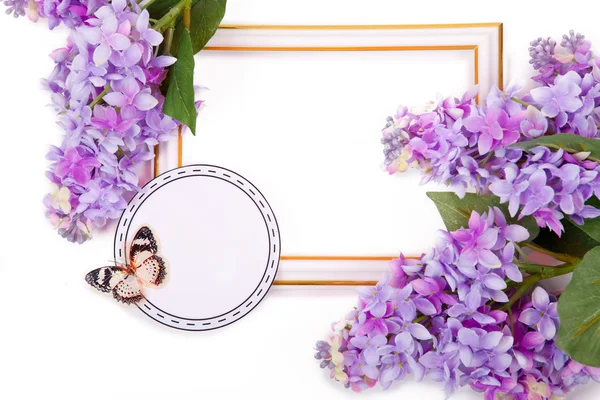 Lila buket ve dekoratif çerçeve — Stok fotoğraf