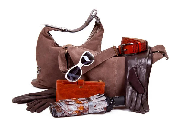 Жіночі шкіряні аксесуари осені. сумка — стокове фото