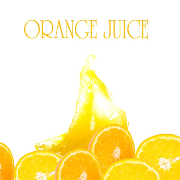 白い背景にオレンジジュースとオレンジ — ストック写真