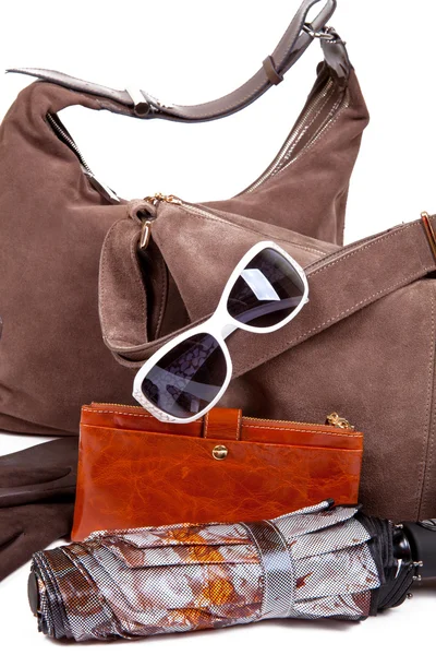Autumn brown female accessories — Stock Photo, Image