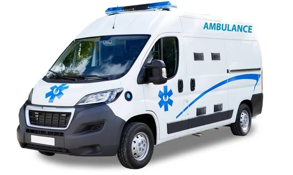 白い背景の救急車の車 ストック写真