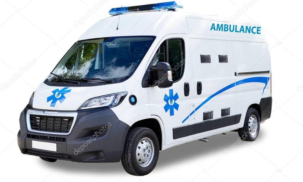 ambulance car on white background