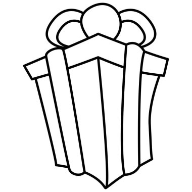 Siyah izole Noel kutusunun vektör çizimi, beyaz arka plana karalama. Basit düz biçim.