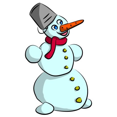 Beyaz arka planda izole edilmiş bir kardan adamın vektör çizimi. Basit düz biçim.