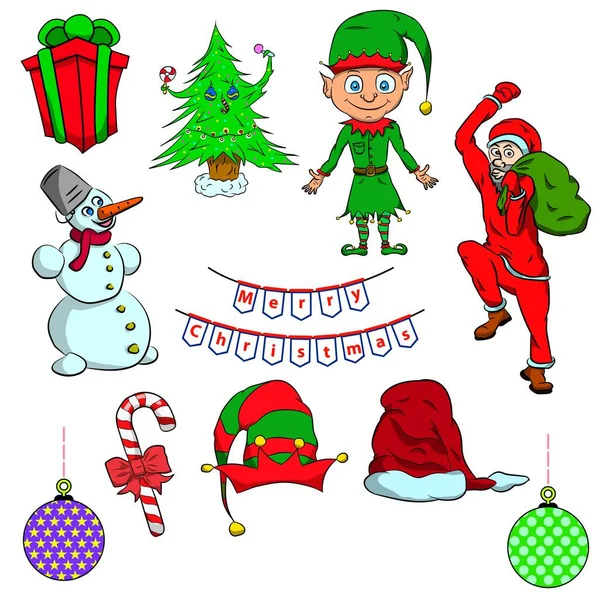 Ilustración Vectorial Una Gran Navidad Aislada Sobre Fondo Blanco Estilo — Vector de stock