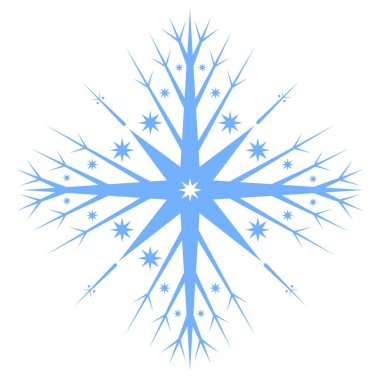 Beyaz arka planda izole edilmiş kar tanesinin vektör çizimi. Basit düz biçim.