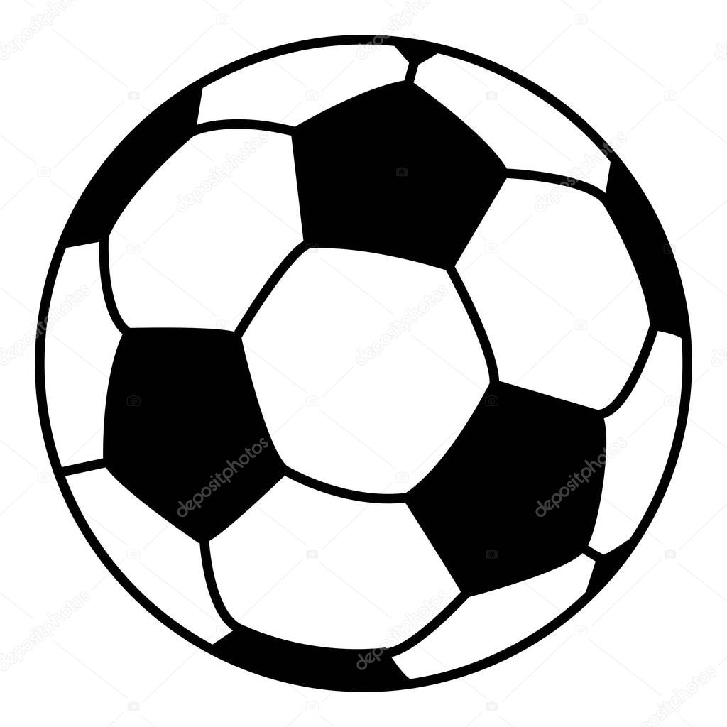 Vector isolated doodle illustration of a soccer ball, on a white background. Simple flat style.