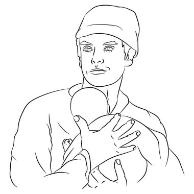 Beyaz arka planda izole edilmiş doktor ve çocuk karalamalarının vektör çizimi. Basit düz biçim.