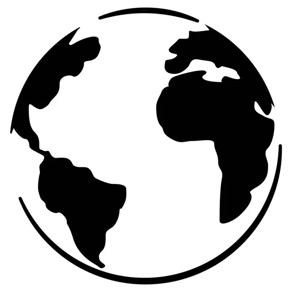 矢量在白色背景上显示孤立的地球黑色 简单的扁平风格 — 图库矢量图片
