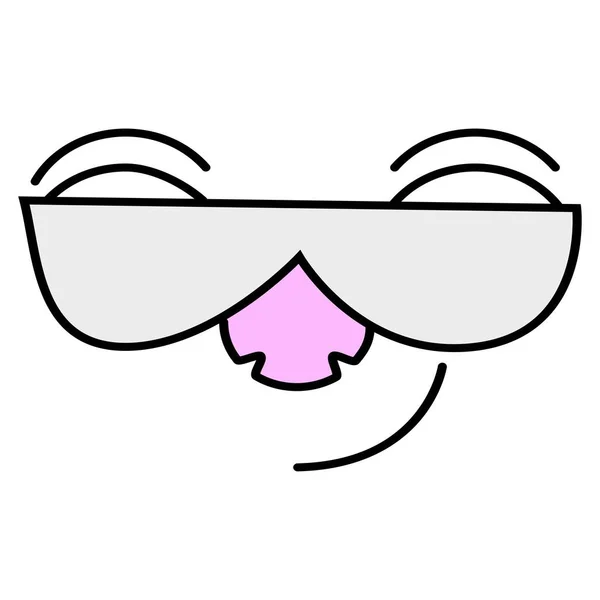 Ilustración Vectorial Sonriente Aislado Con Gafas Sobre Fondo Blanco Estilo — Vector de stock