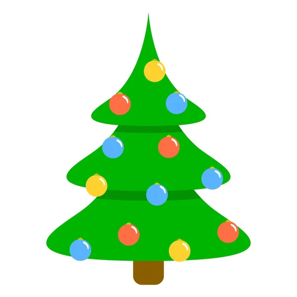 Vektorillustration Eines Isolierten Weihnachtsbaums Mit Kugeln Auf Weißem Hintergrund Schlichter — Stockvektor