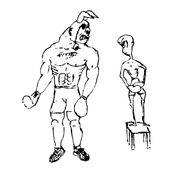 手描きの要素 白の背景に黒でイラスト ボクシング ドール — ストックベクタ