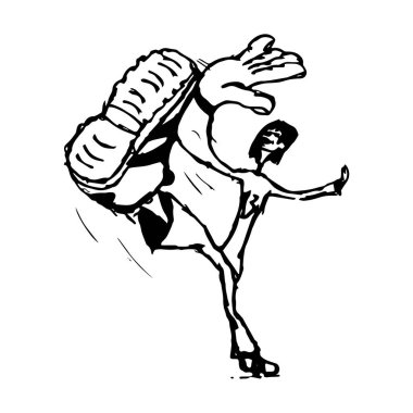 El çizimi element, siyah vektör çizimi, beyaz arka planda izole edilmiş. Tekmeliyor, karalıyor.