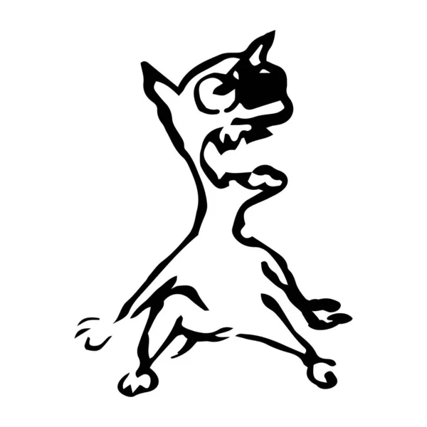 手描きの要素 白の背景に隔離された黒のベクトルイラスト 面白い犬 — ストックベクタ
