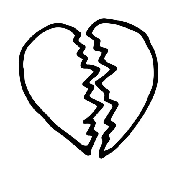 手绘元素 在白色背景上以黑色表示的矢量图解 伤心的心 — 图库矢量图片