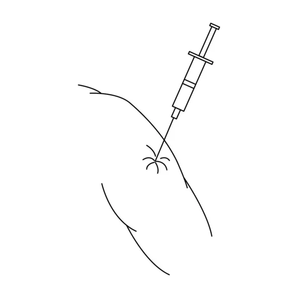 手描きの要素 白い背景に隔離された黒い色のベクトルイラスト 注射器 予防接種 — ストックベクタ