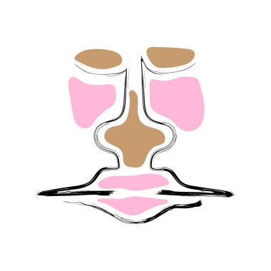 Vektör illüstrasyon, kübizm tarzında yüz. Soyut renkli şekiller.