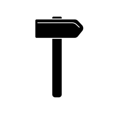 Vektör grafik çekiç simgesi, siyah, beyaz arkaplanda izole. Düz tasarım.