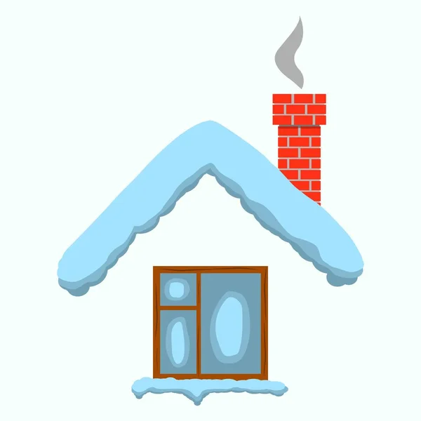 Ilustración Vectorial Diseño Plano Techo Aislado Cubierto Nieve Una Casa — Vector de stock