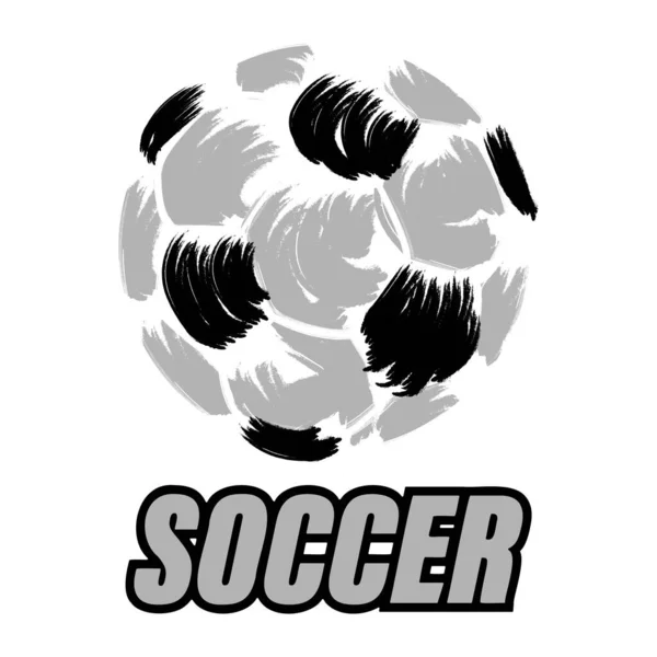Vector Illustration Flat Design Black White Soccer Ball Text — Stock Vector