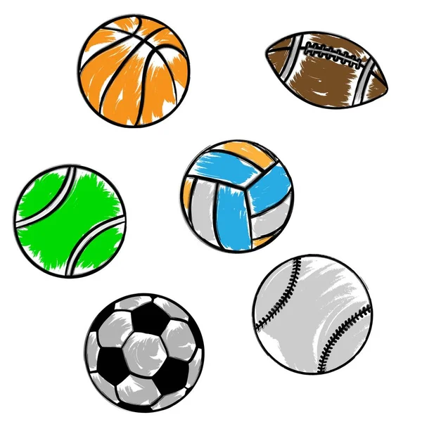 ベクトルイラスト 白い背景にスポーツボールの分離セット シンプルなフラット — ストックベクタ