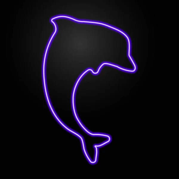 海豚霓虹灯标志 现代光彩夺目的横幅设计 色彩斑斓的现代黑色背景设计潮流 矢量说明 — 图库矢量图片