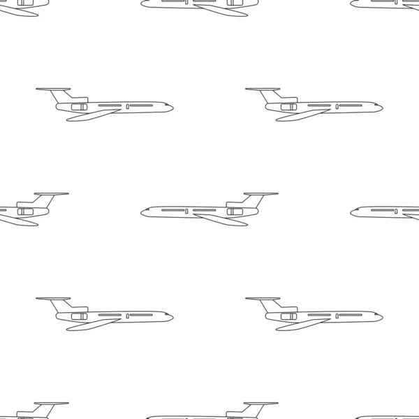 Patrones Sin Costuras Avión Doodle Aislado Sobre Fondo Blanco Ilustración — Archivo Imágenes Vectoriales